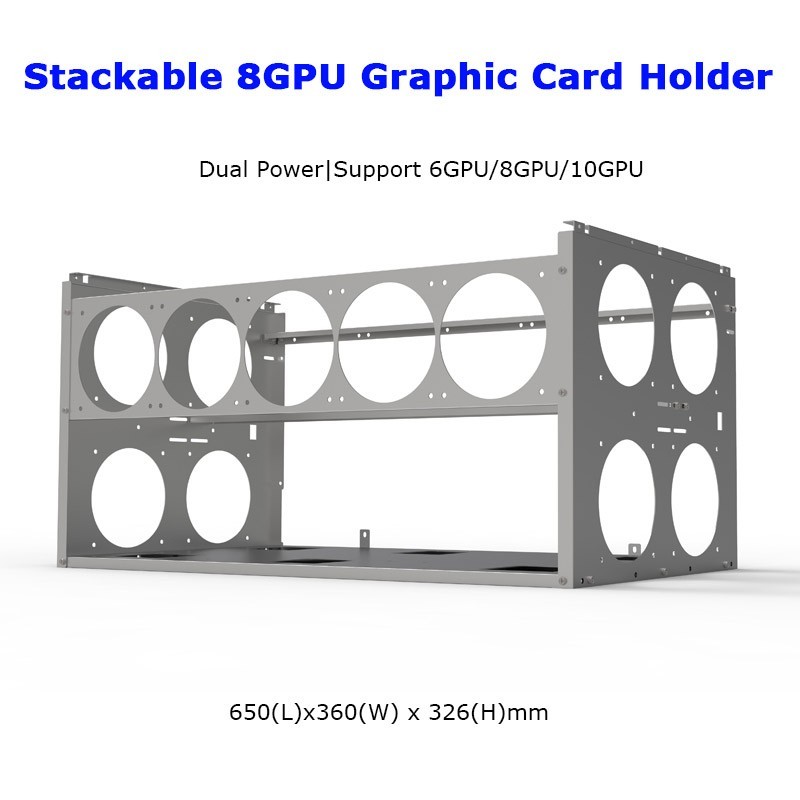 Stackable 6/8/10 GPU Slots Open Air Rack Computer Rig Frame