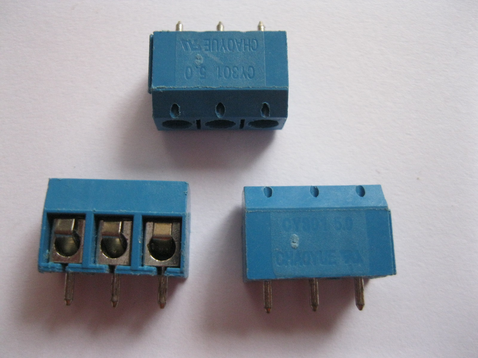100 pcs Blue 3pin/way Pitch 5.0mm Screw Terminal Block Connector CY301 New