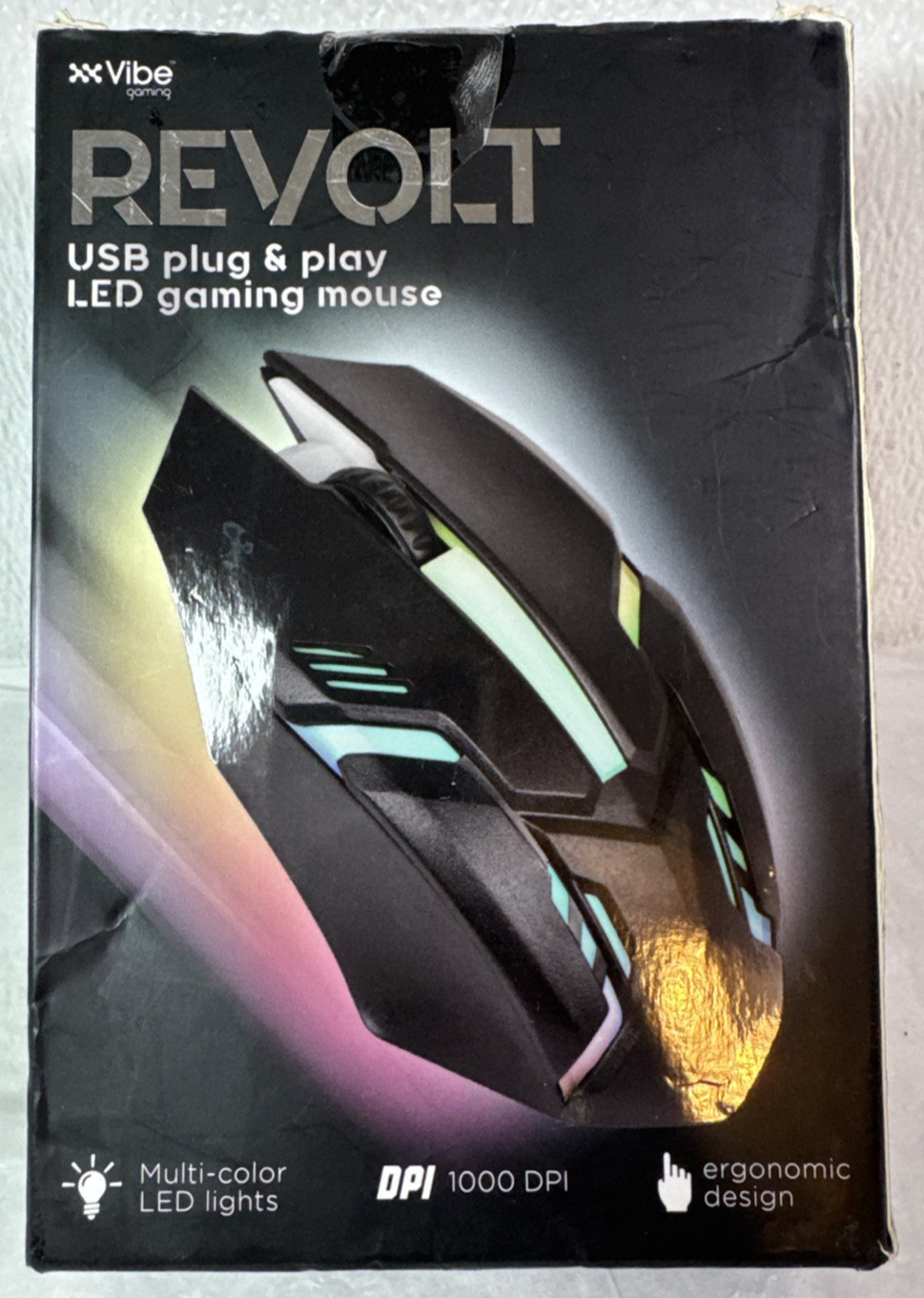 Vibe Gaming Revolt USB Plug & Play LED Gaming Mouse Open Box