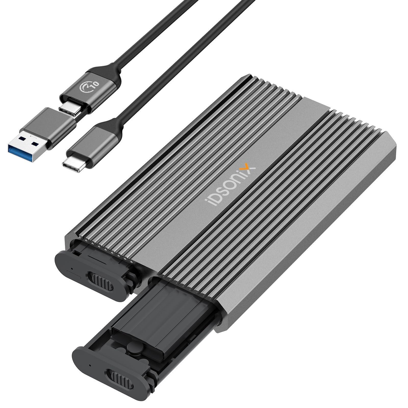 iDsonix Dual-Bay M.2 NVME , SATA PCIe SSD Enclosure Adapter up to 10Gbps