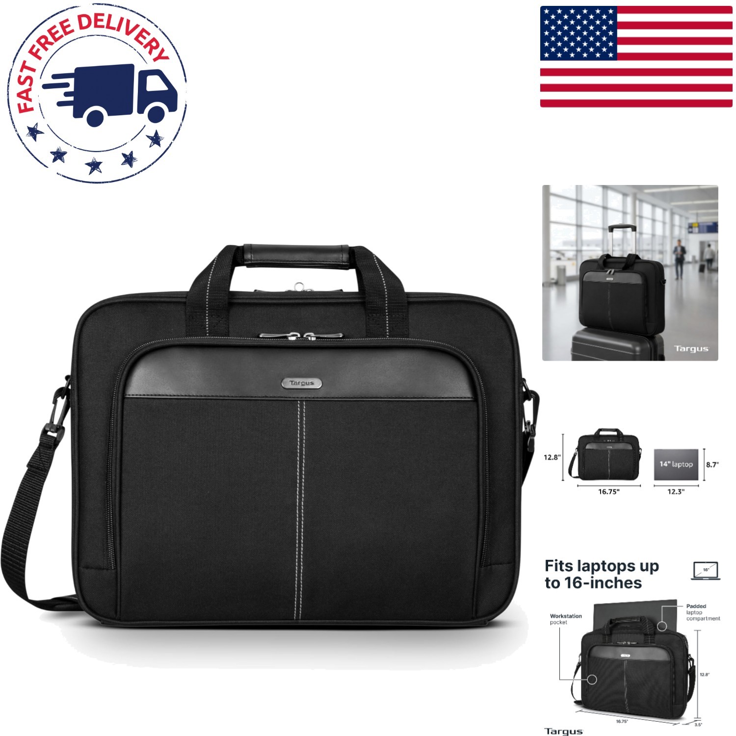 Lightweight 15-16 Inch Slim Laptop Briefcase - Secure & Stylish Travel Companion