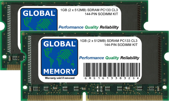 1GB (2 x 512MB) PC133 133MHz 144-PIN SDRAM SODIMM TITANIUM POWERBOOK G4 RAM KIT