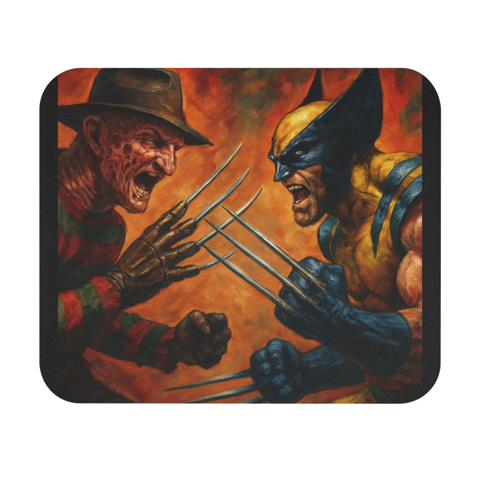 Wolverine vs Freddy Krueger Mouse Pad Horror vs Superhero Desk Mat Nightmare Elm