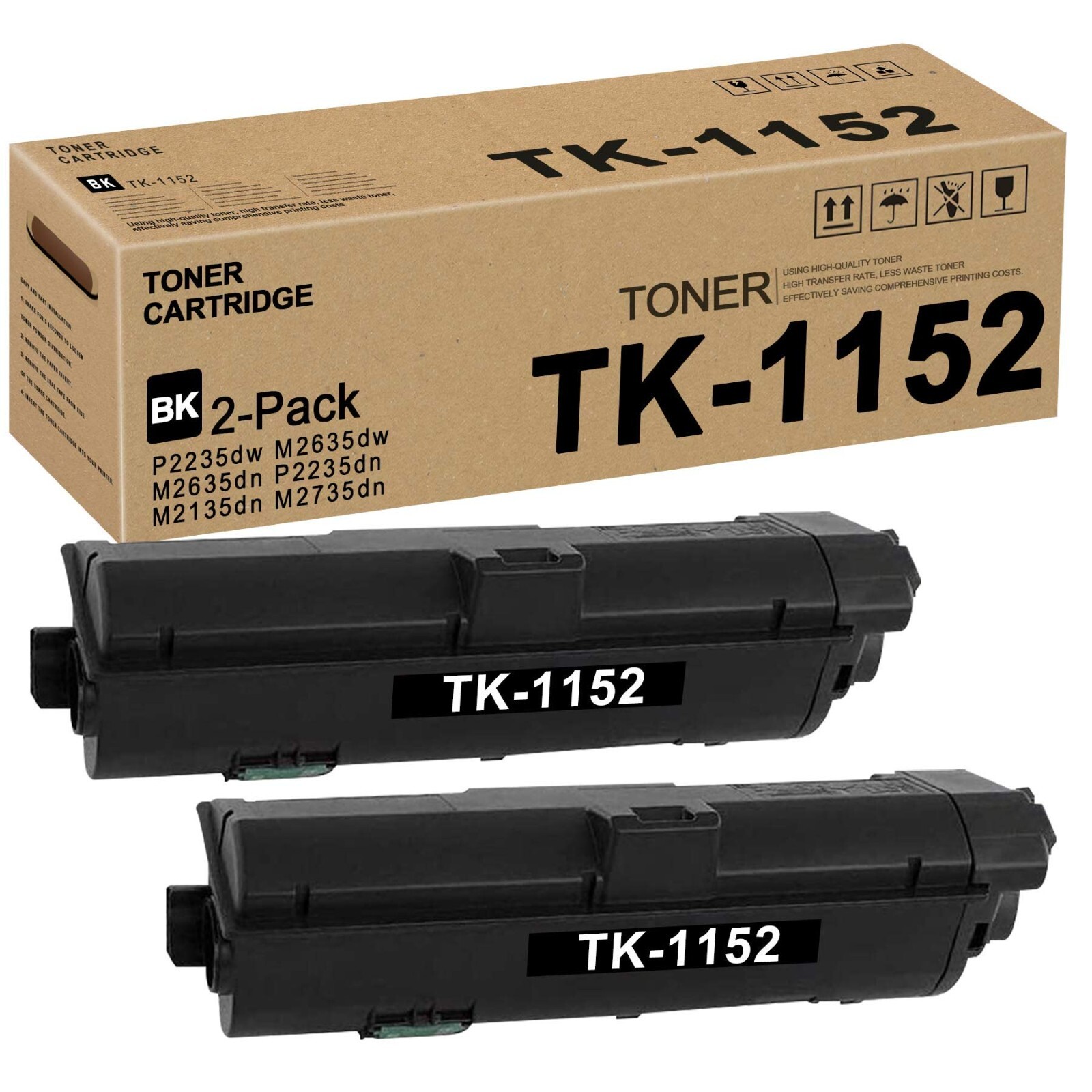 2PACK TK-1152 Toner Cartridge for Kyocera Ecosys M2135dn M2635dw P2235dn P2235dw