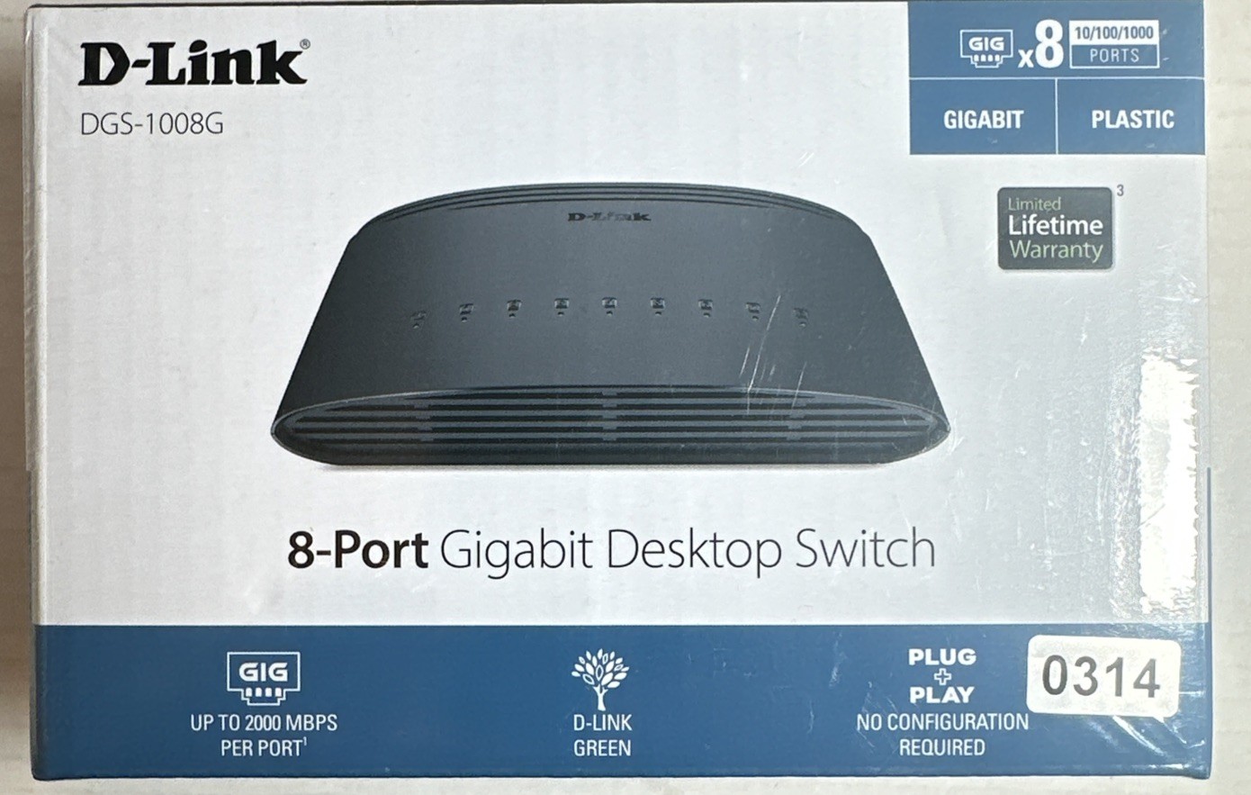 New D-Link DGS-1008G 8-Port Desktop Gigabit Ethernet Switch Network 10/100/1000