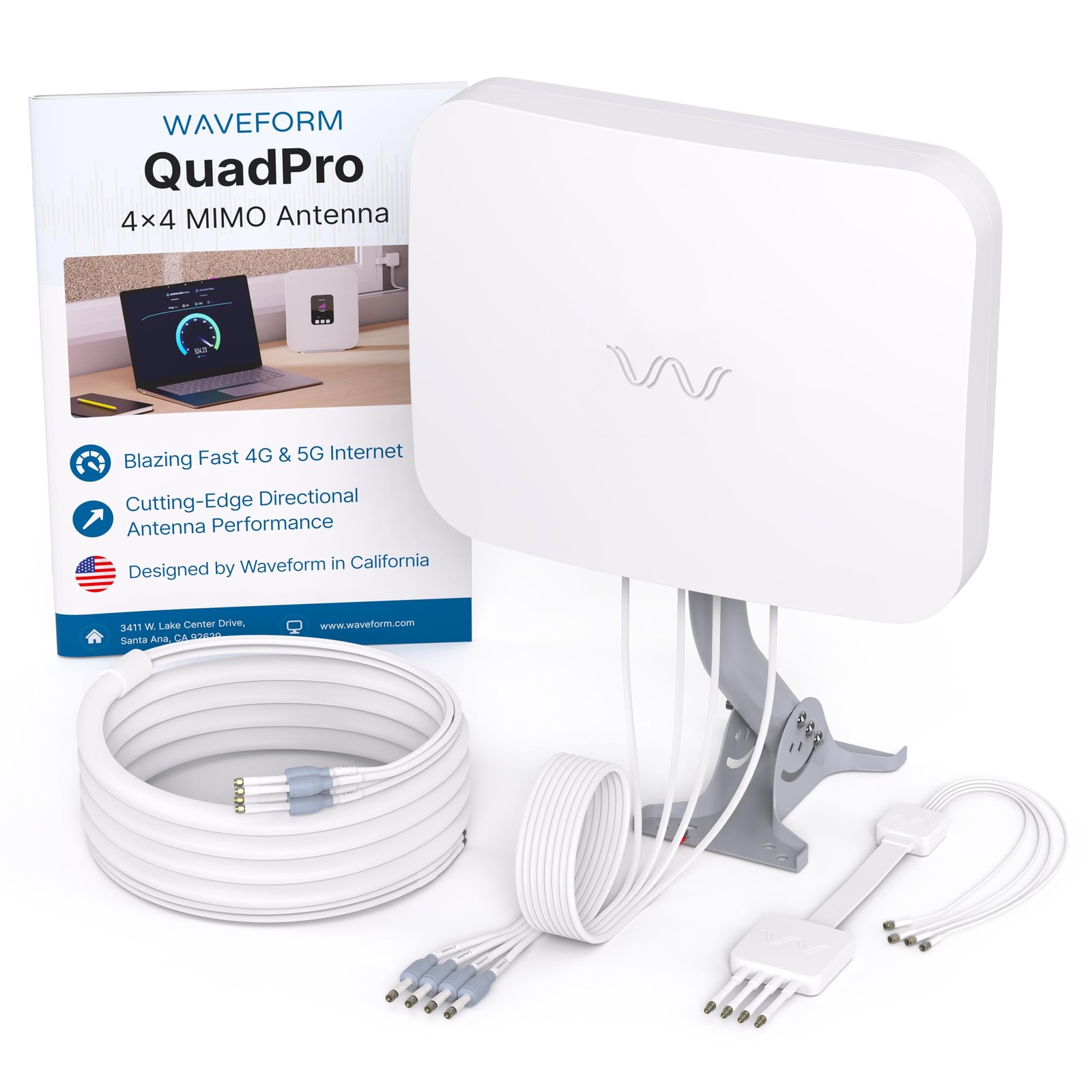 Waveform QuadPro: Directional 4x4 MIMO Panel Antenna, Complete Kit