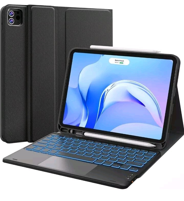 for iPad Air 11 Inch Case with Keyboard (M2, 2024), 7-Color Backlight, Touchpad