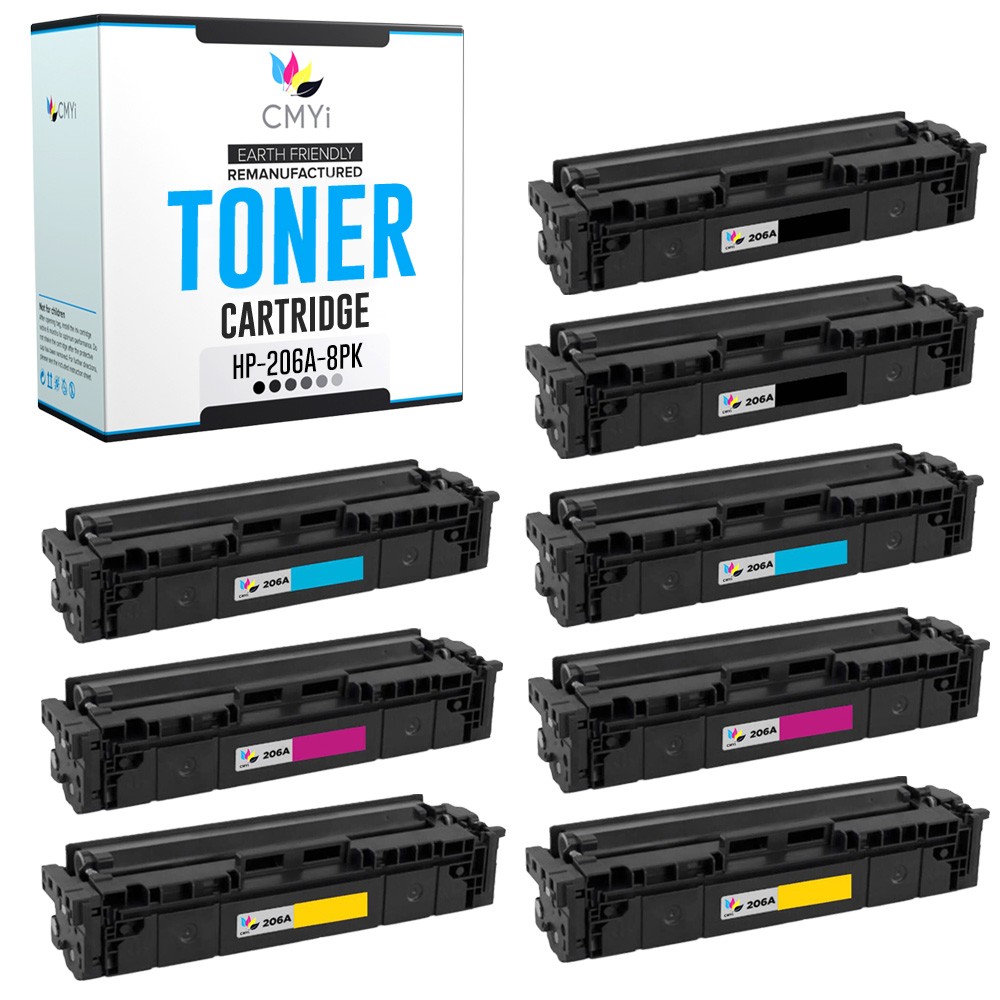 CMYi 8-Pack Replacement 206A Printer Toner for HP Color LaserJet Pro MFP M283cdw