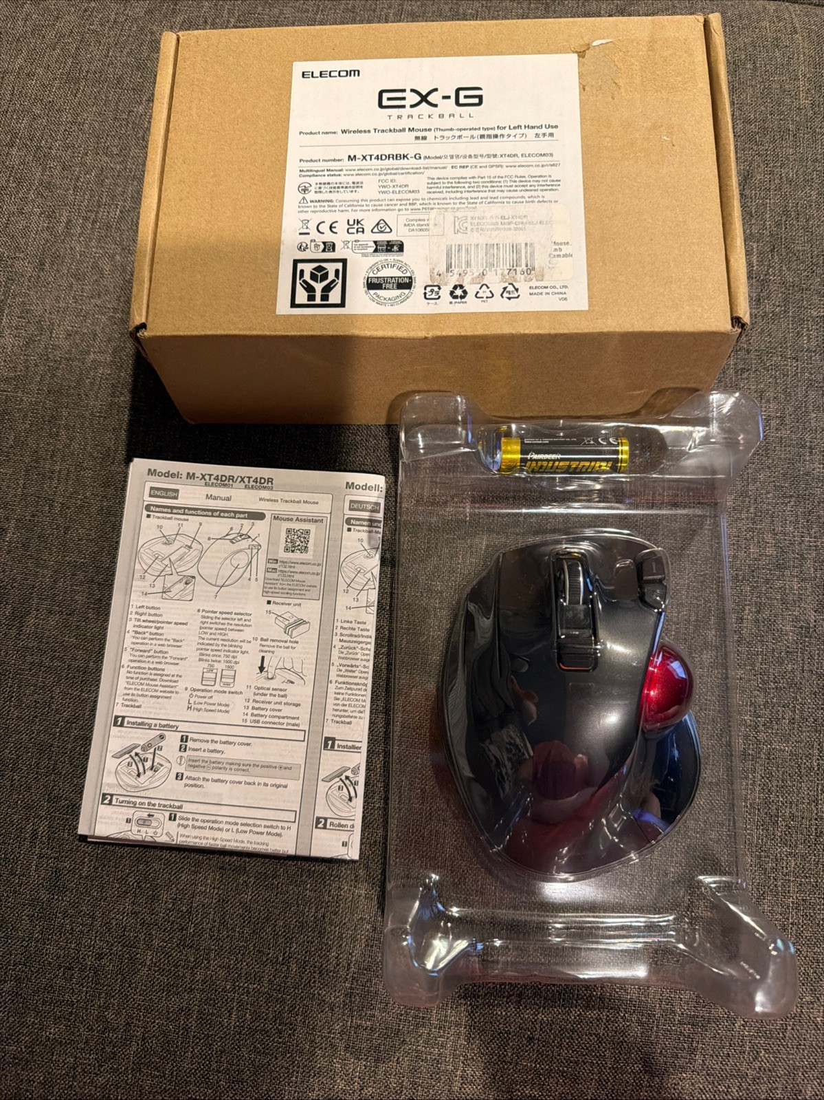 Elecom M-XT4DRBK-G Wireless Trackball Mouse