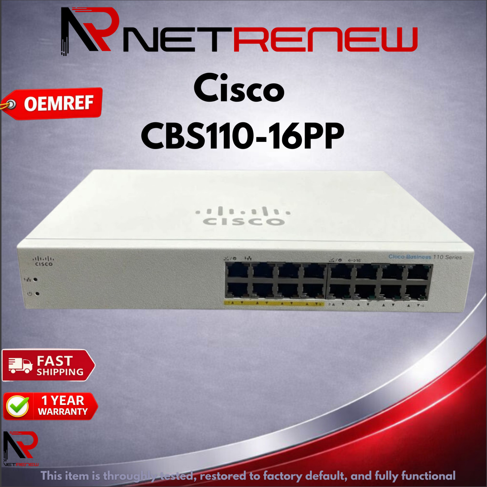 Cisco Refresh CBS110-16PP 110 Series 16 Port PoE Gigabit Ethernet Switch