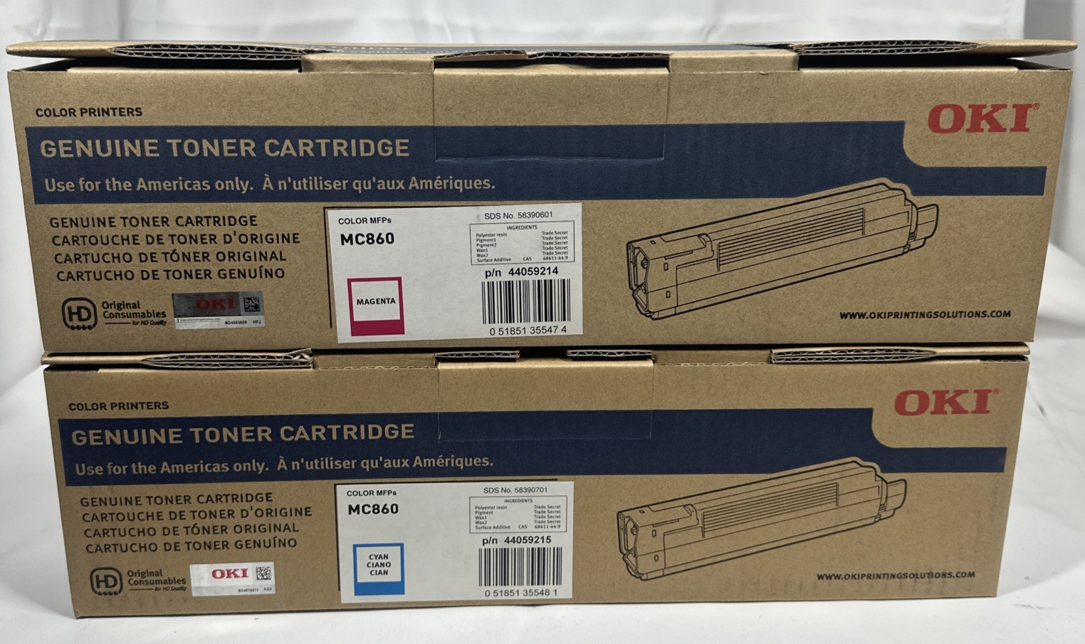 Okidata  44059214/ 44059215 Magenta/ Cyan Toner Cartridge NEW OEM SEALED