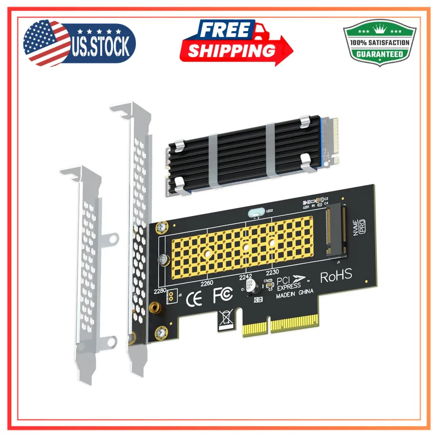 GLOTRENDS M.2 NVMe to PCIe 4.0 X4 Adapter with Heatsink for NVMe SSD