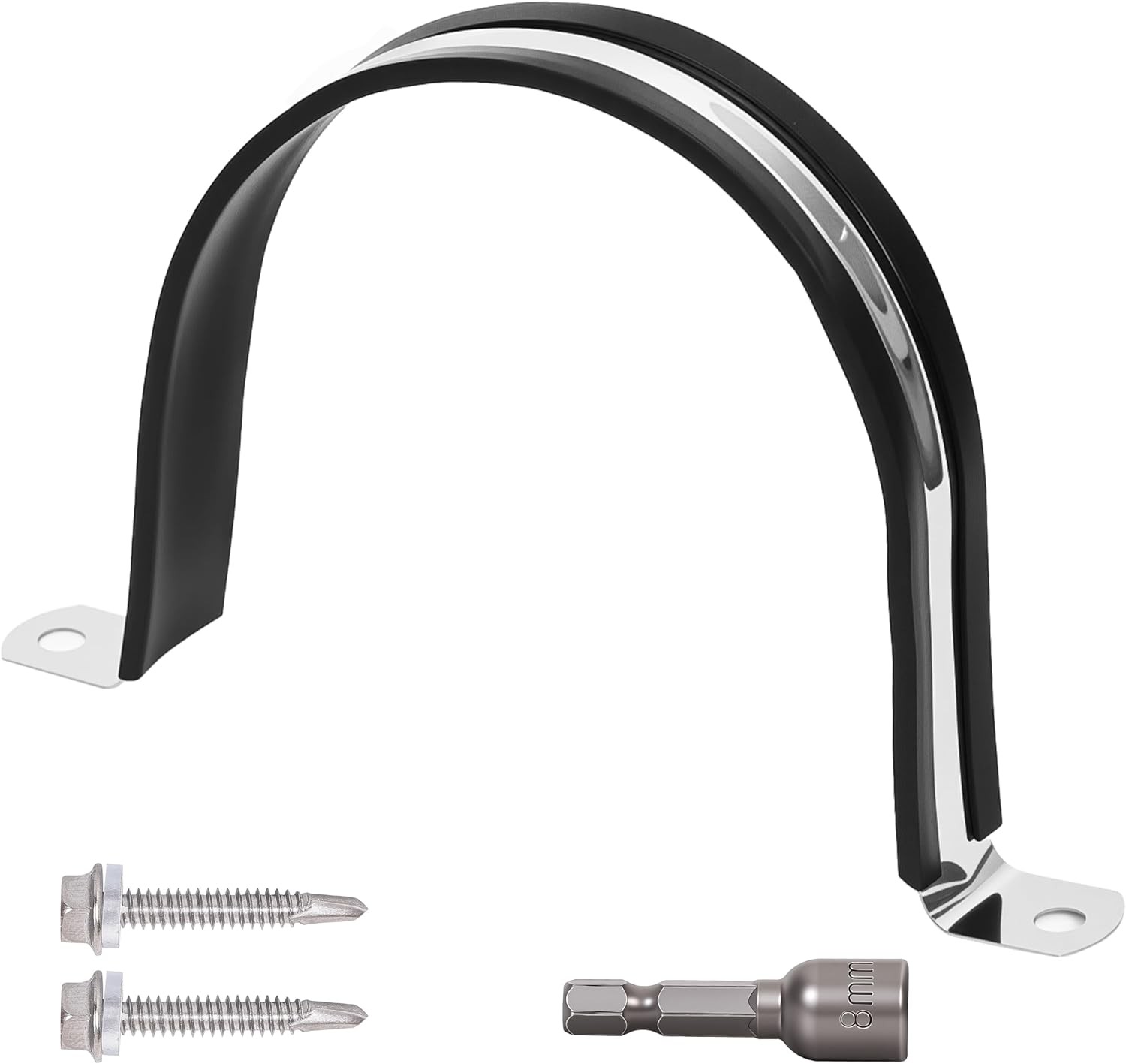 10 Pack 3-1/2 Inch Pipe Clamps - 304 Stainless Steel & Rubber Lining