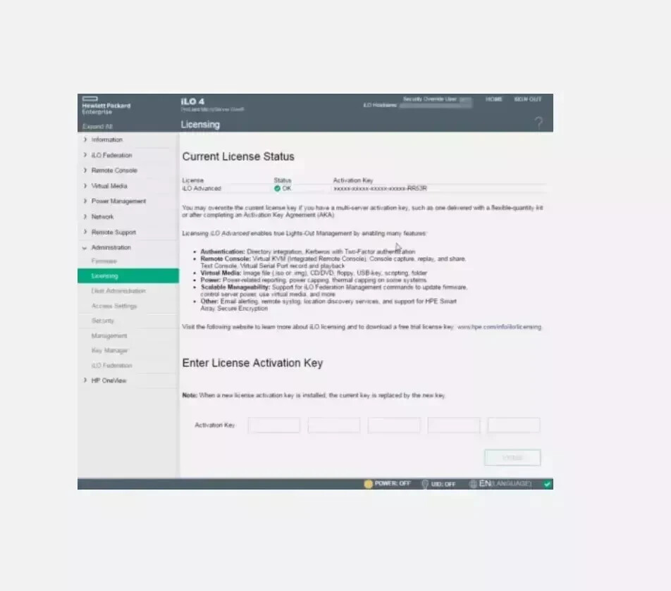 HPE iLO 2/iLO 3/iLO4/iLO5 Lifetime Advanced License key 512485-B21 fast shipping