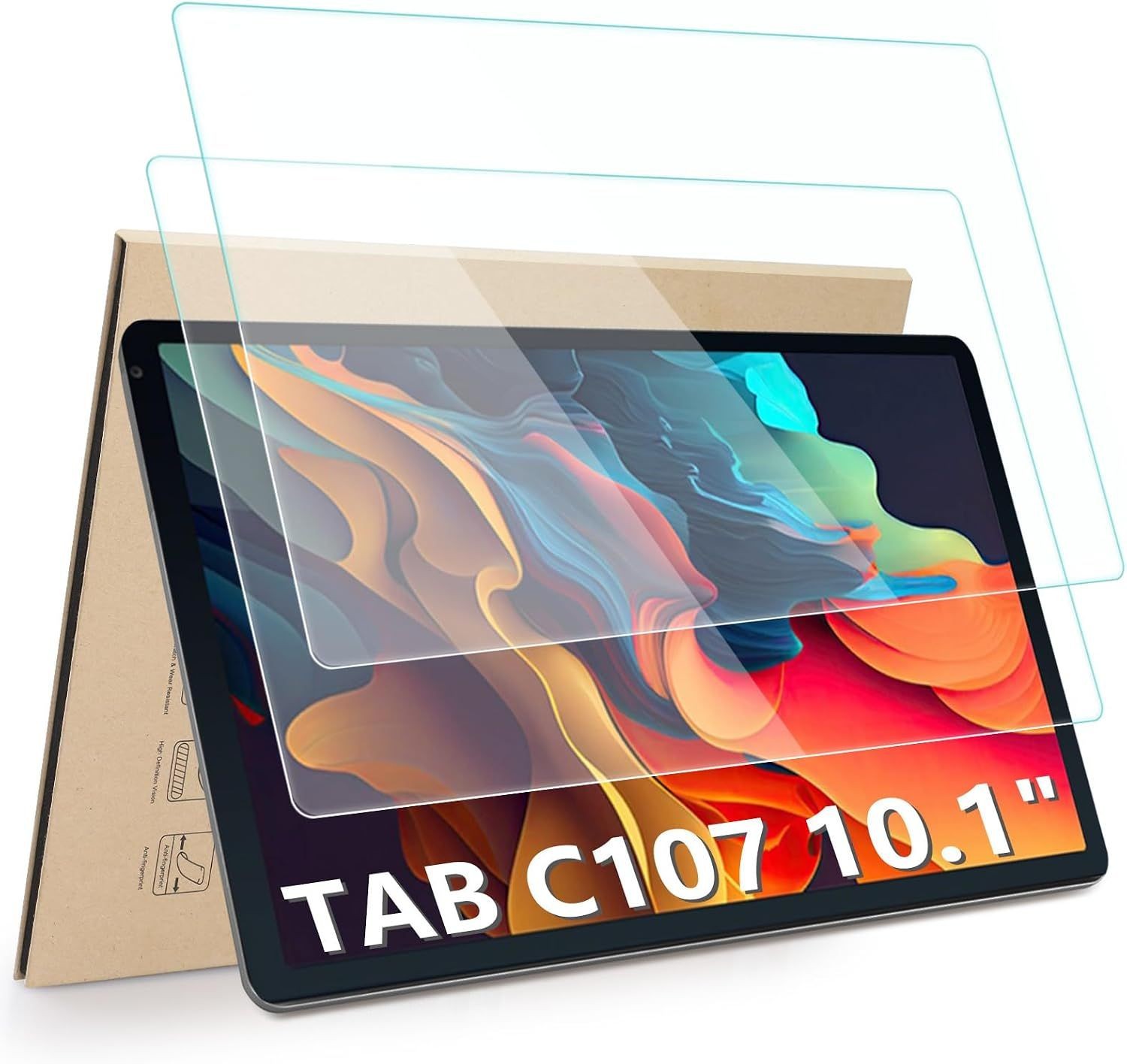 Tempered Glass Screen Protectors for URAO C107 10.1" Tablet, HD Clarity, 2 Pack