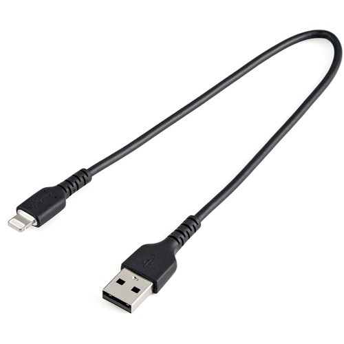 30cm (12inch) Durable Black USB-A to Lightning Cable - Heavy Duty Rugged Aram...