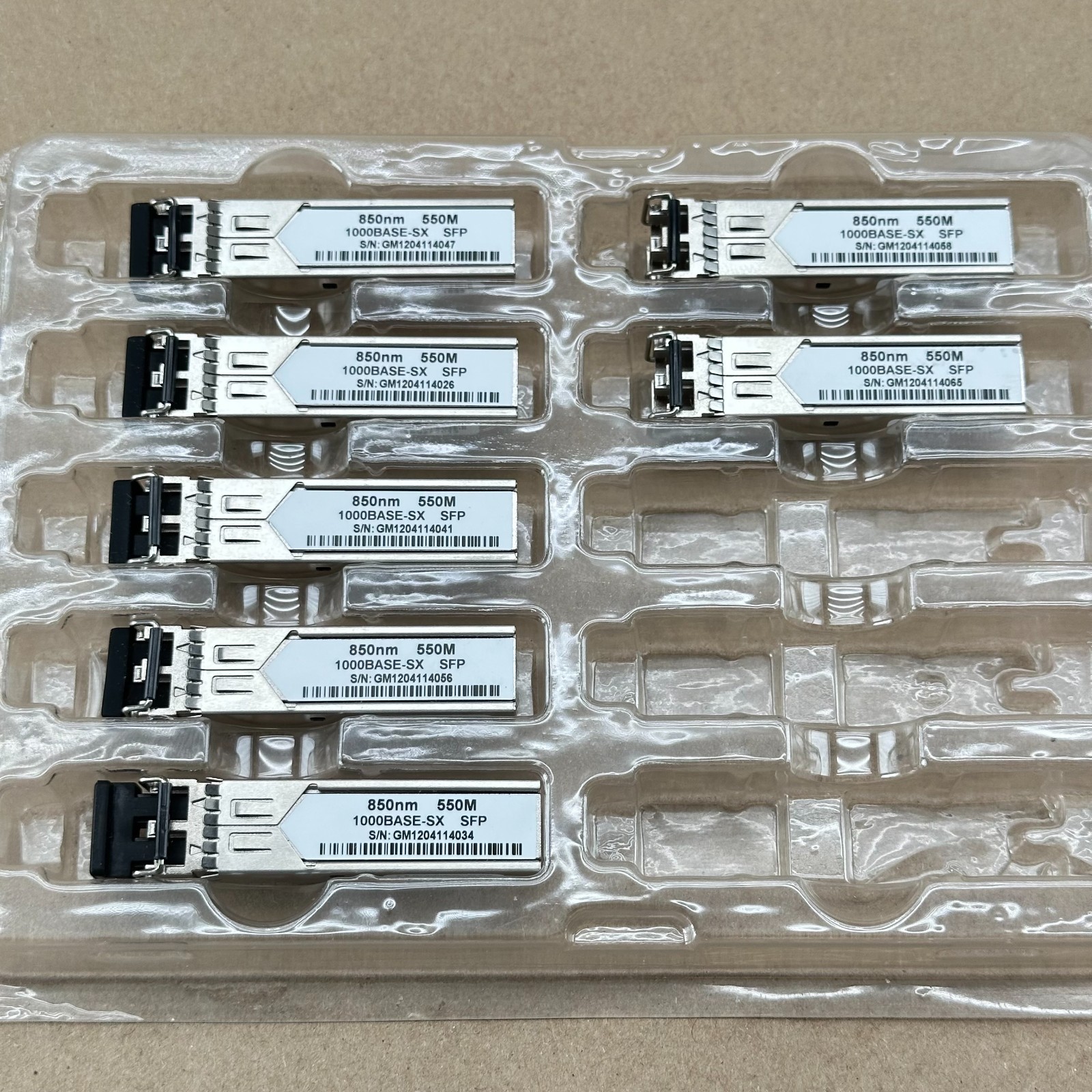 Lot of 7 Generic 1000Base-SX SFP 850nm 550m MMF LC Transceivers Used