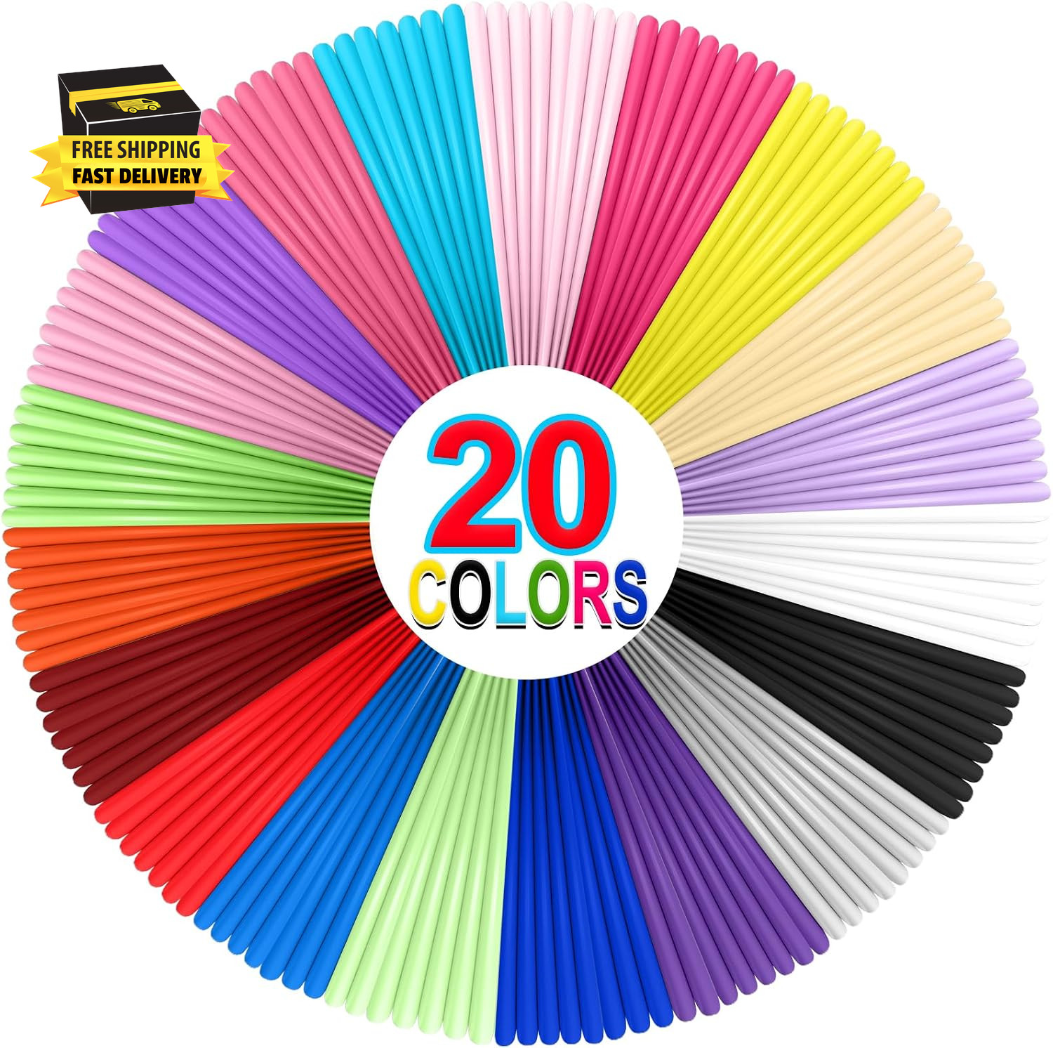 20 Colors 3D Pen Filament Refills 1.75Mm PLA Threads Each Color 16.4 Feet Total