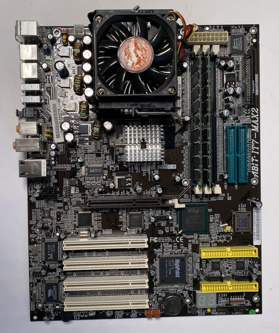 Vintage Abit IC7 Max2 Socket 478 Motherboard Bundle (CPU, RAM) - TESTED WORKING