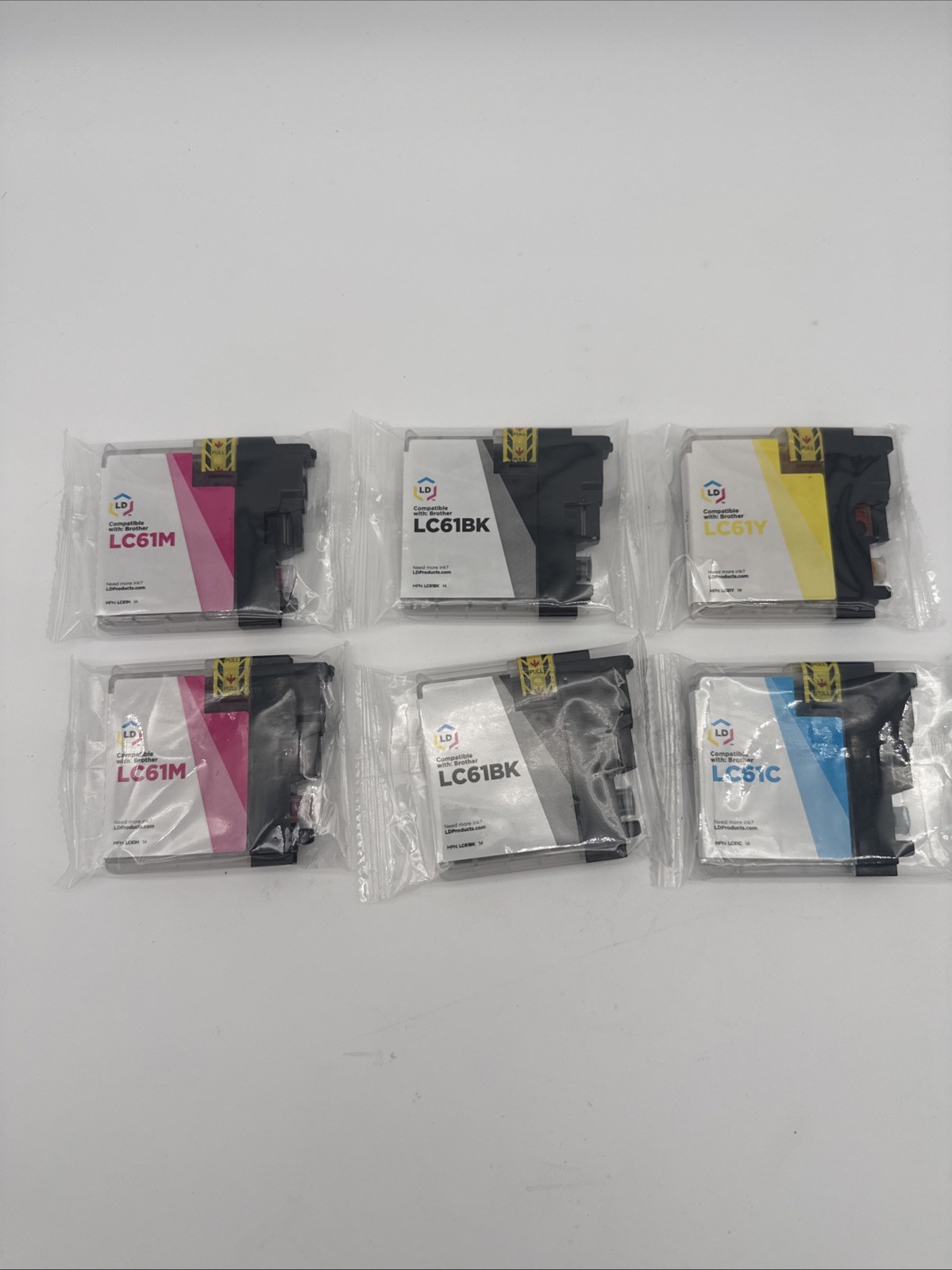 Compatible Brother LC61 Ink Cartridges Set 6 Pack Black Cyan Magenta Yellow