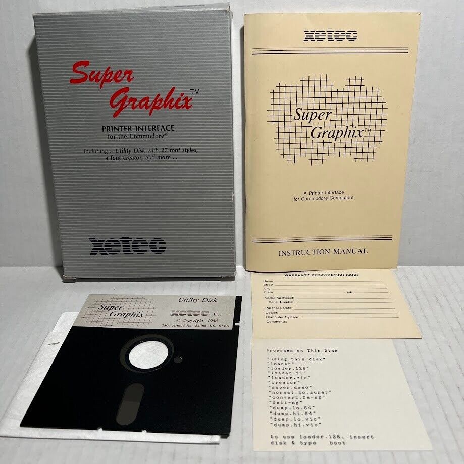Commodore 64 Xetec Super Graphix Box, Disk & Paperwork (No Printer Interface)
