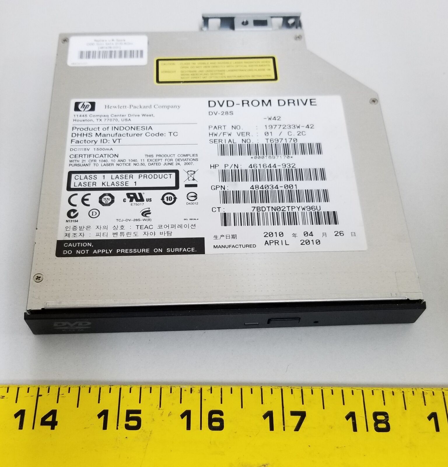 HP DVD-ROM Drive from HP ProLiant DL385 G5 484034-001