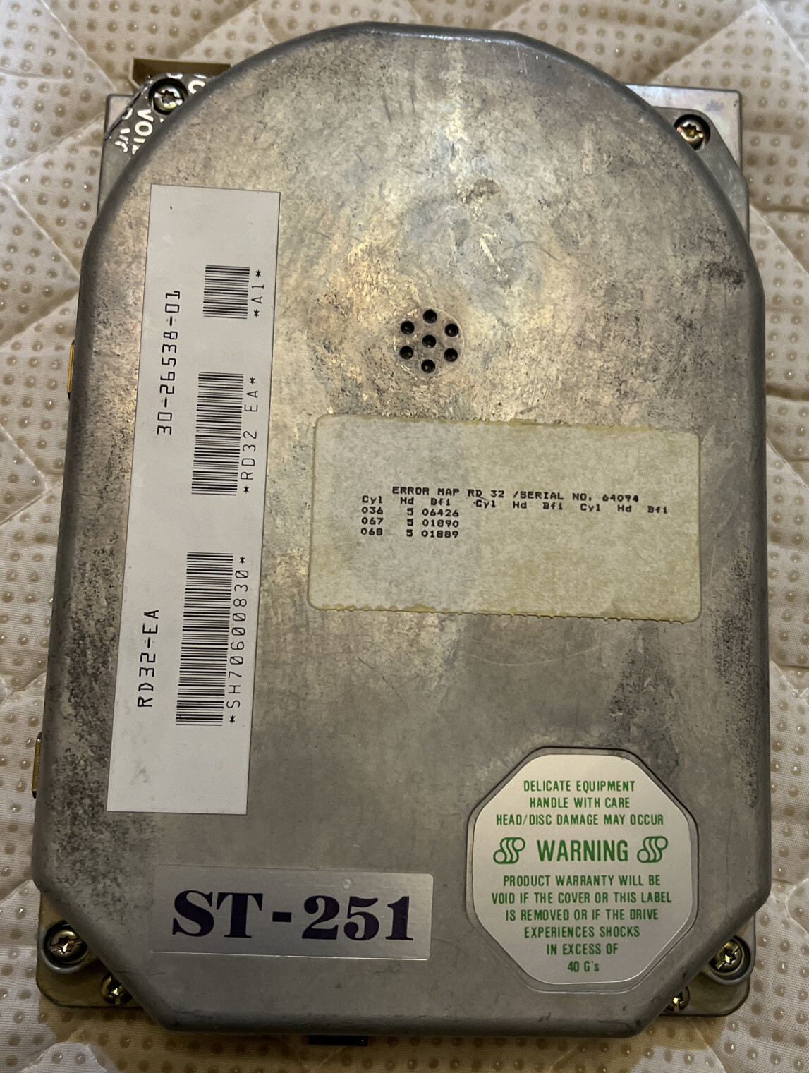 Vintage Seagate ST 251 MLC-0 42MB MFM 5.25"/HH Internal HDD with 2BS