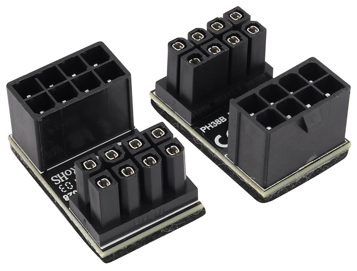 EZDIY-FAB GPU VGA PCIE 8 Pin U Turn 180 Degree Angle Connector Power Adapter Boa