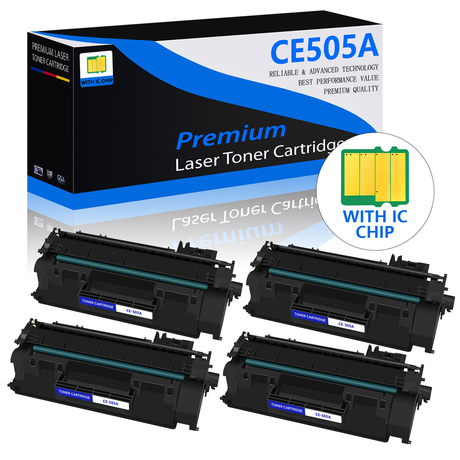 4 Pack CE505A 05A New Toner Cartridge For HP LaserJet P2035n P2035 High Quality