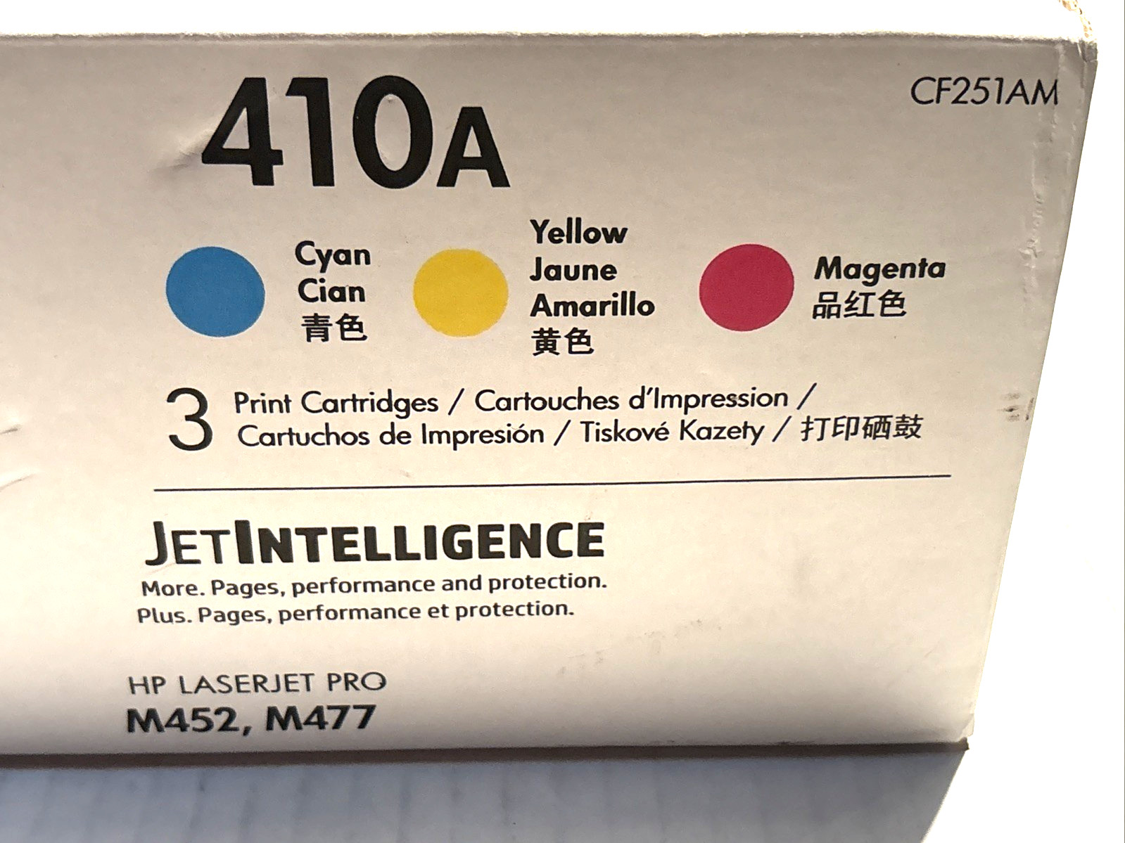 HP LASERJET 410A CF251AM Cyan Magenta Yellow 3 Pack Cartridges NEW Sealed