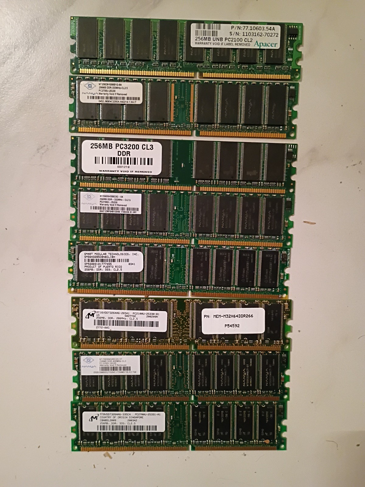 Lot of 8 Legacy Desktop RAM 256MB DDR1 Kingston Samsung etc