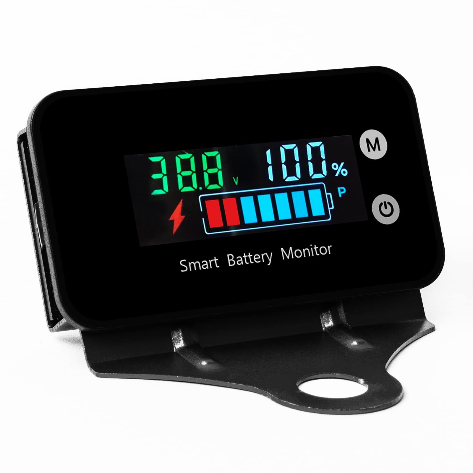 7-100V IPX7 Waterproof Battery Monitor Color LCD Temp Buzzer Alarm Bracket