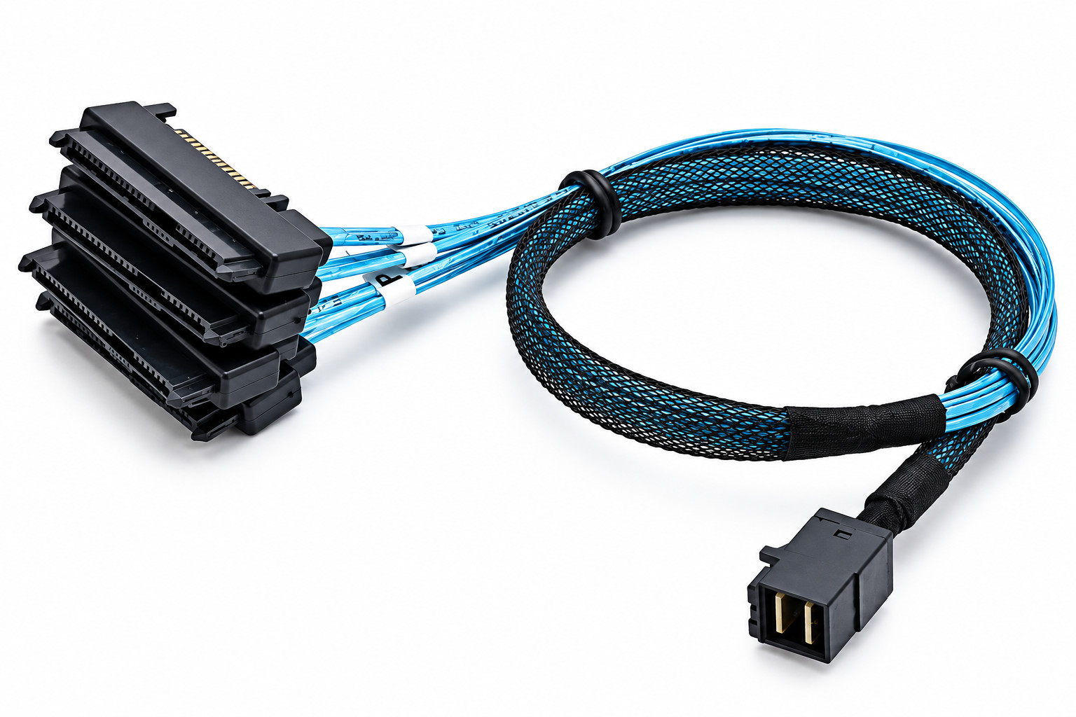 0.5m/1m Mini SAS HDD SFF-8643 to 4 SFF-8482 Connector with Power Port Hard Drive