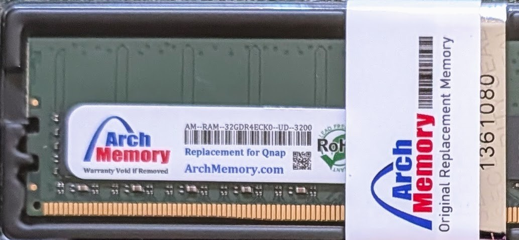 32GB RAM-32GDR4ECT0-UD-3200 DDR4-3200 ECC UDIMM RAM Memory for Qnap TS1668