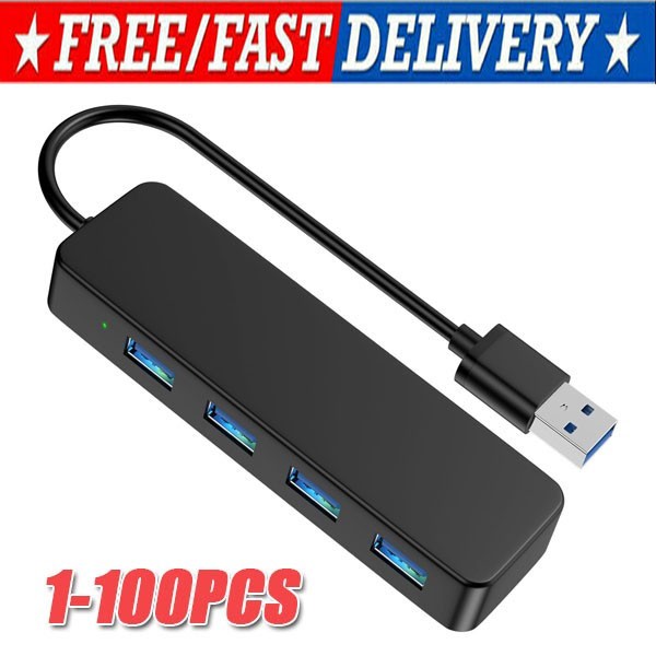 4 Port USB 3.0 Hub Splitter Multi Adapter 5Gbps High Speed PC Desktop Laptop LOT