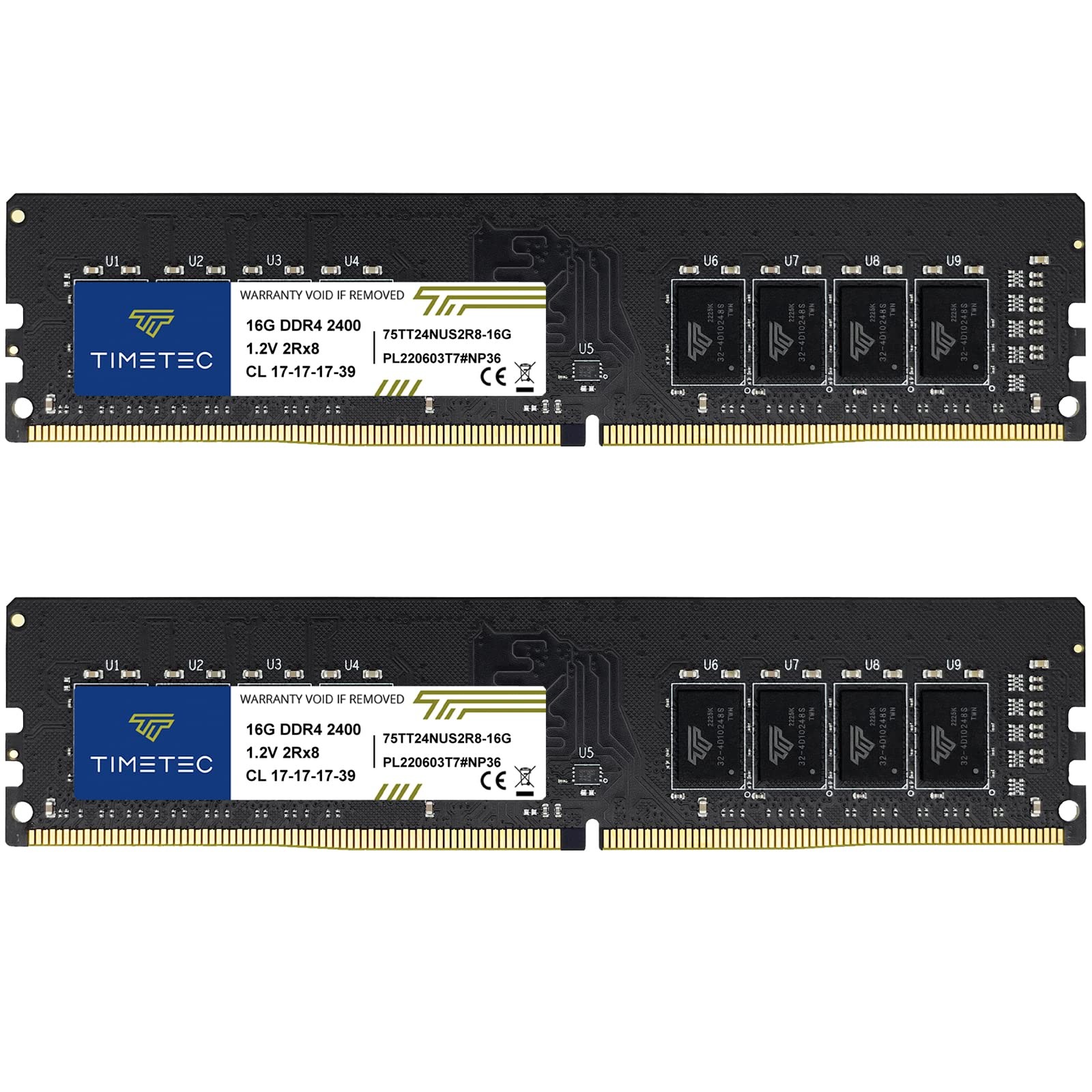 Timetec 32GB KIT(2x16GB) DDR4 2400MHz PC4-19200 Non-ECC Unbuffered 1.2V CL17 2Rx