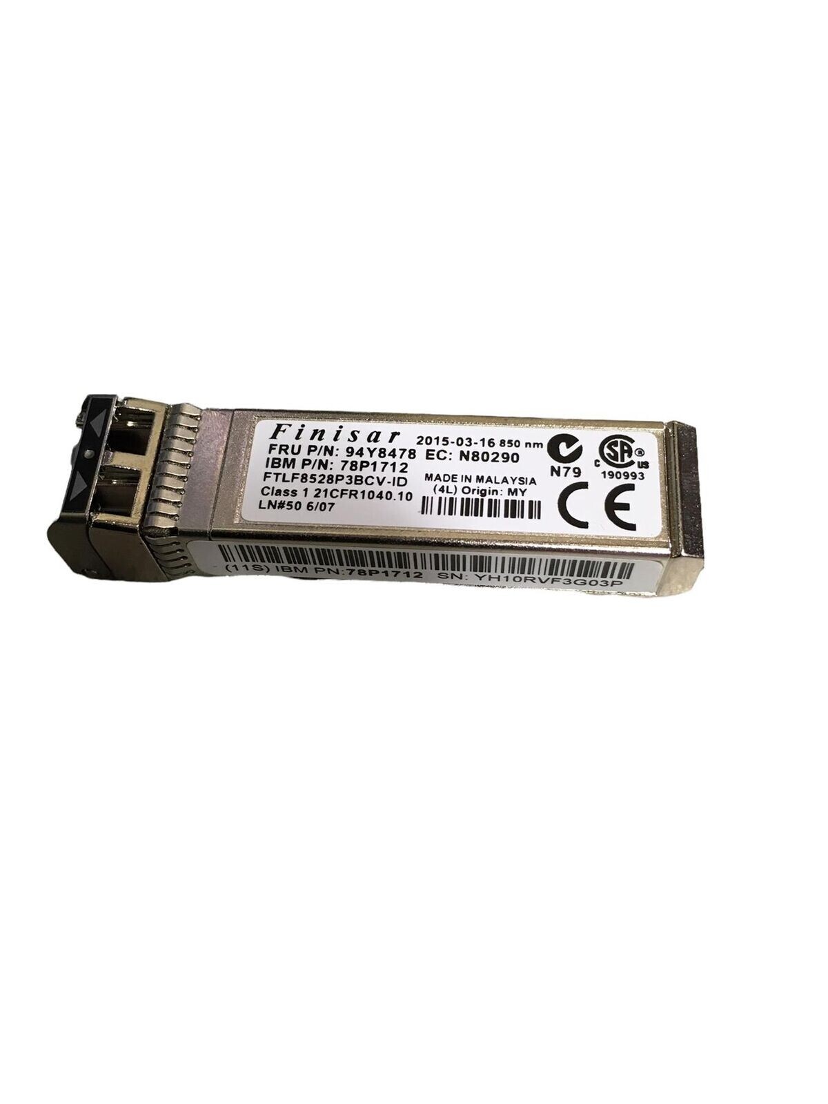 Genuine IBM 8GB SW 850nm Ethernet SFP+ FC Transceiver - 78P1715 / 94Y6278