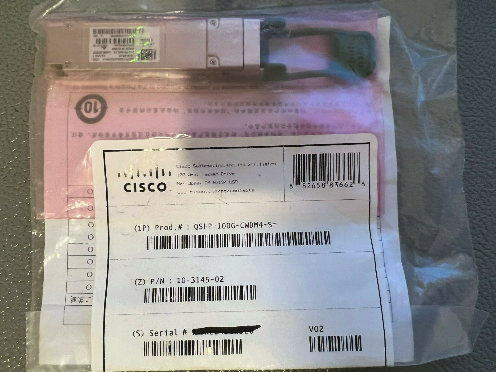 Cisco Genuine QSFP-100G-CWDM4-S NEW Sealed With （Hologram）