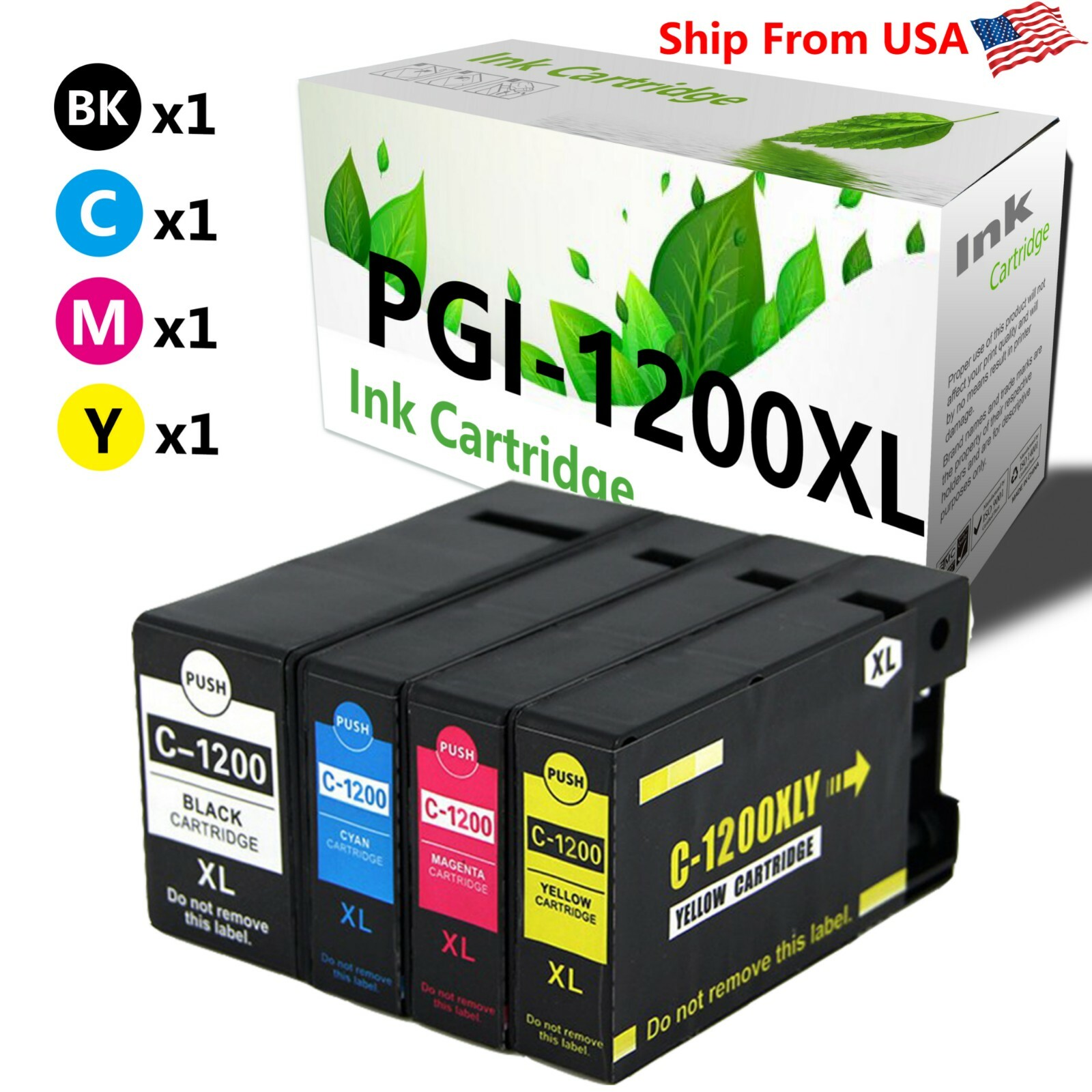 4-Pack PGI-1200XL PGI1200 Ink Cartridge for MAXIFY MB2020 MB2320 Printer