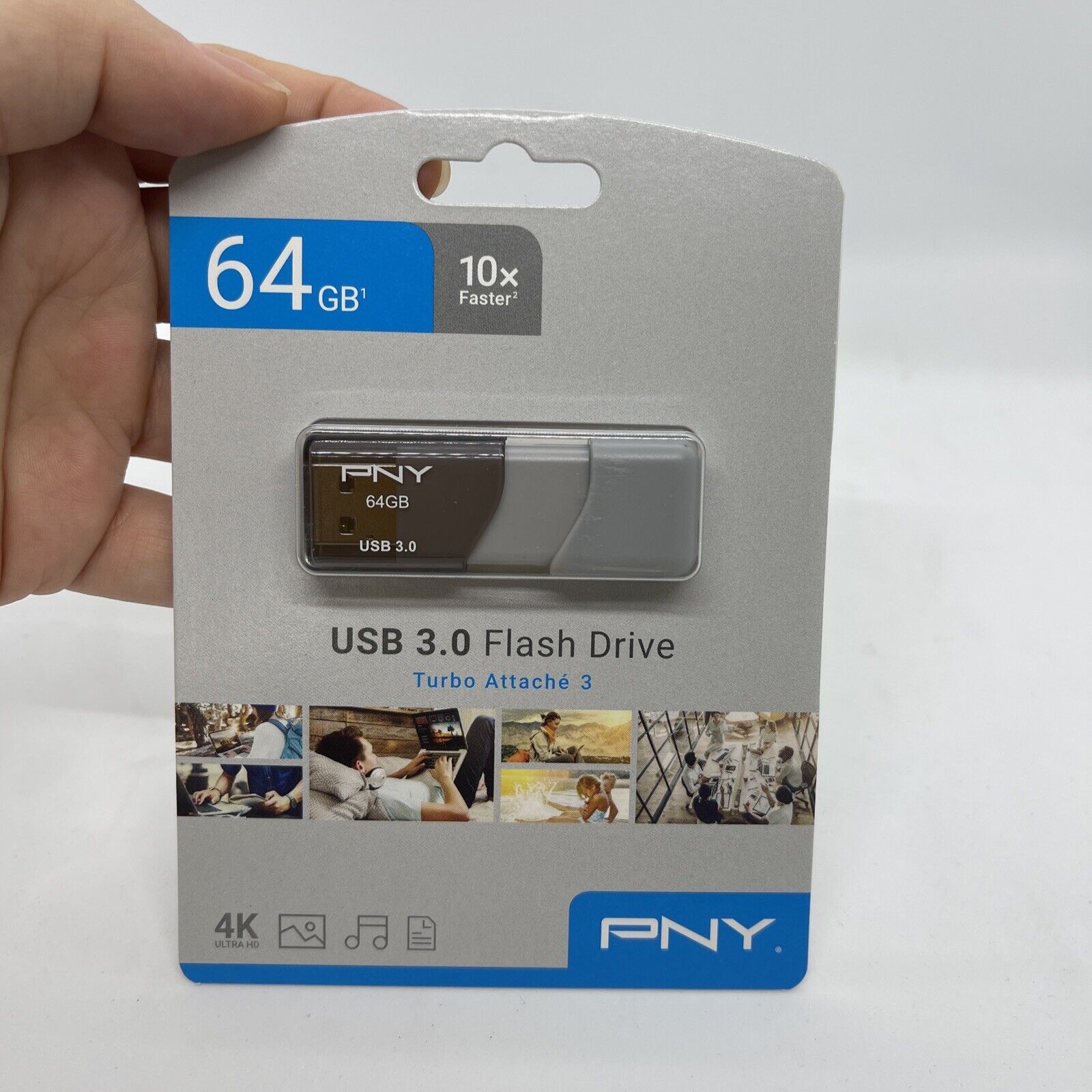 PNY Usb Flash Pen Drive 64gb 128gb Waterproof Silver U Disk Memoria Stick New