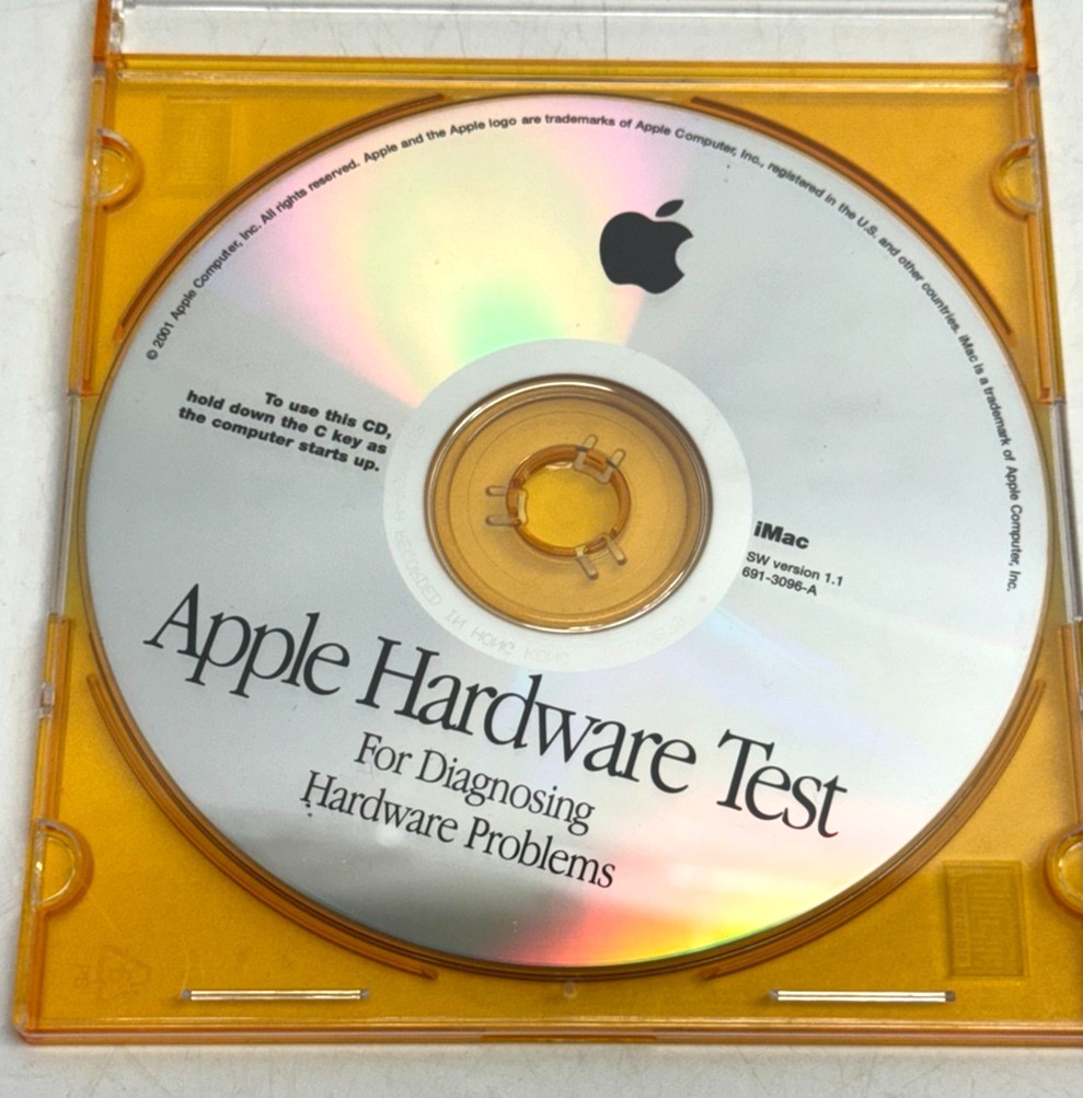 Vintage 2001 Apple iMac Hardware Test Diagnostic Disc CD SW version 1.1