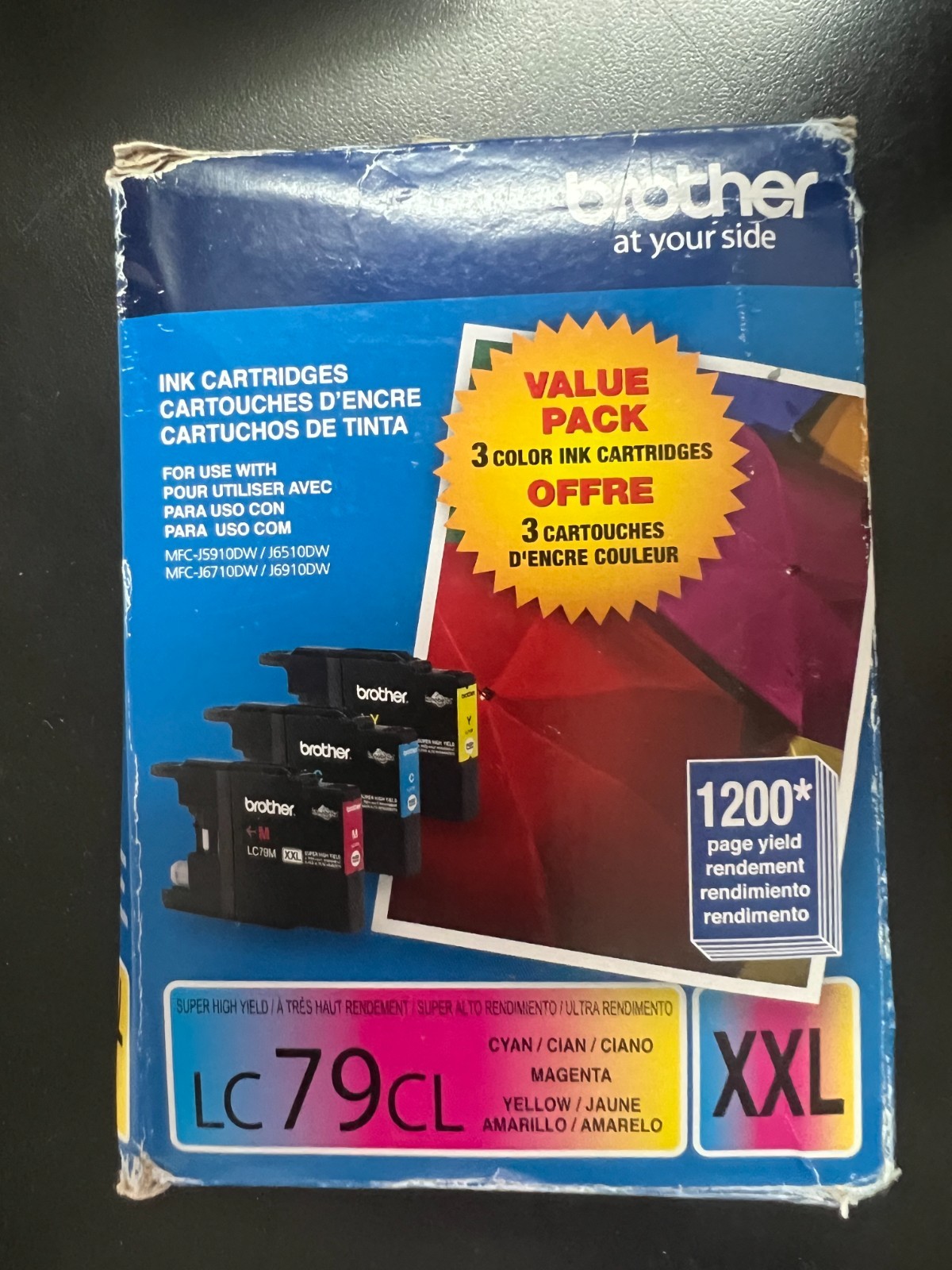 Brother LC79 XXL 3 Pack Cyan Magenta Yellow Color Ink Cartridges 8477/OB