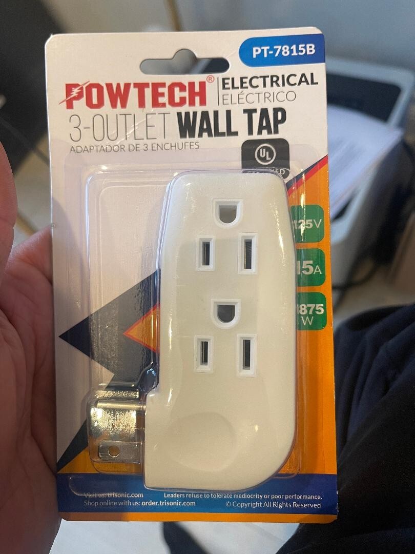 2X Triple 3 Outlet Grounded AC Wall Plug Power Splitter 3-Way Electrical Adapter
