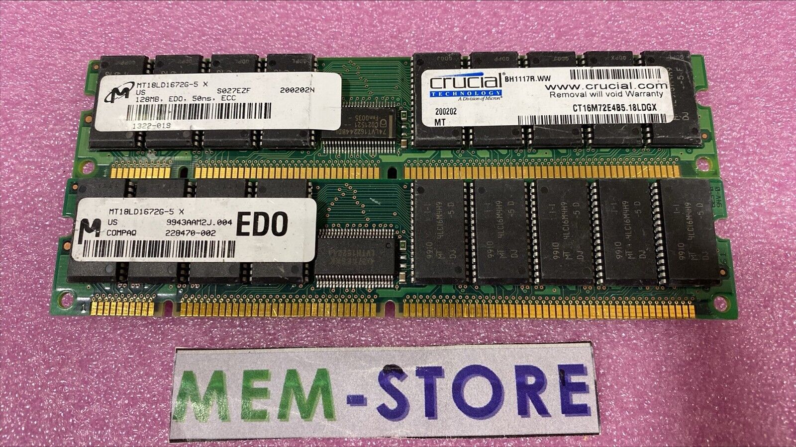 Micron MT18LD1672G-5-X 256MB 2x128MB Buffered ECC EDO DIMM 168-pin Memory RAM