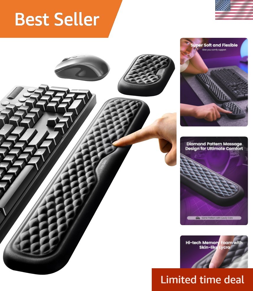 Stylish Ergonomic Wrist Rest for Keyboard & Mouse - Pain Relief Essential