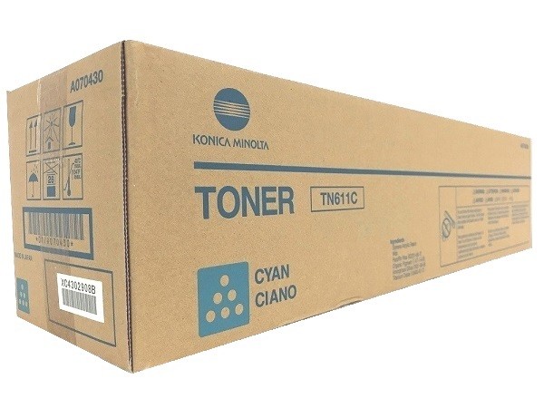 Genuine Konica Minolta TN611C (A070430) Cyan Toner Cartridge - Factory Sealed
