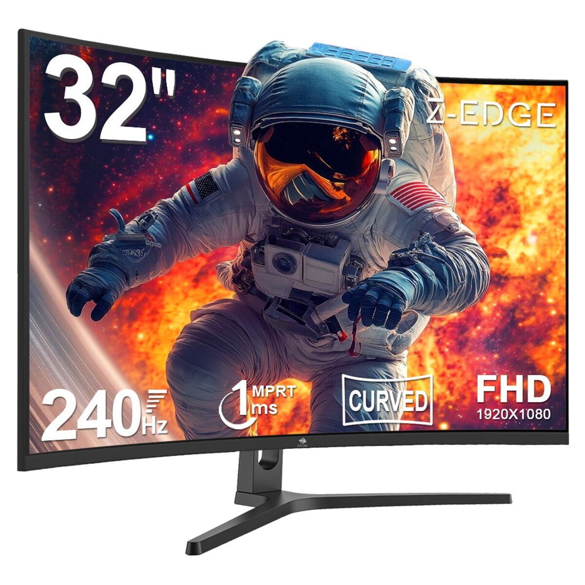 Z-EDGE 32" 1080P FHD 240Hz 1ms Curved Gaming Monitor, FreeSync, 2x HDMI + 1x DP