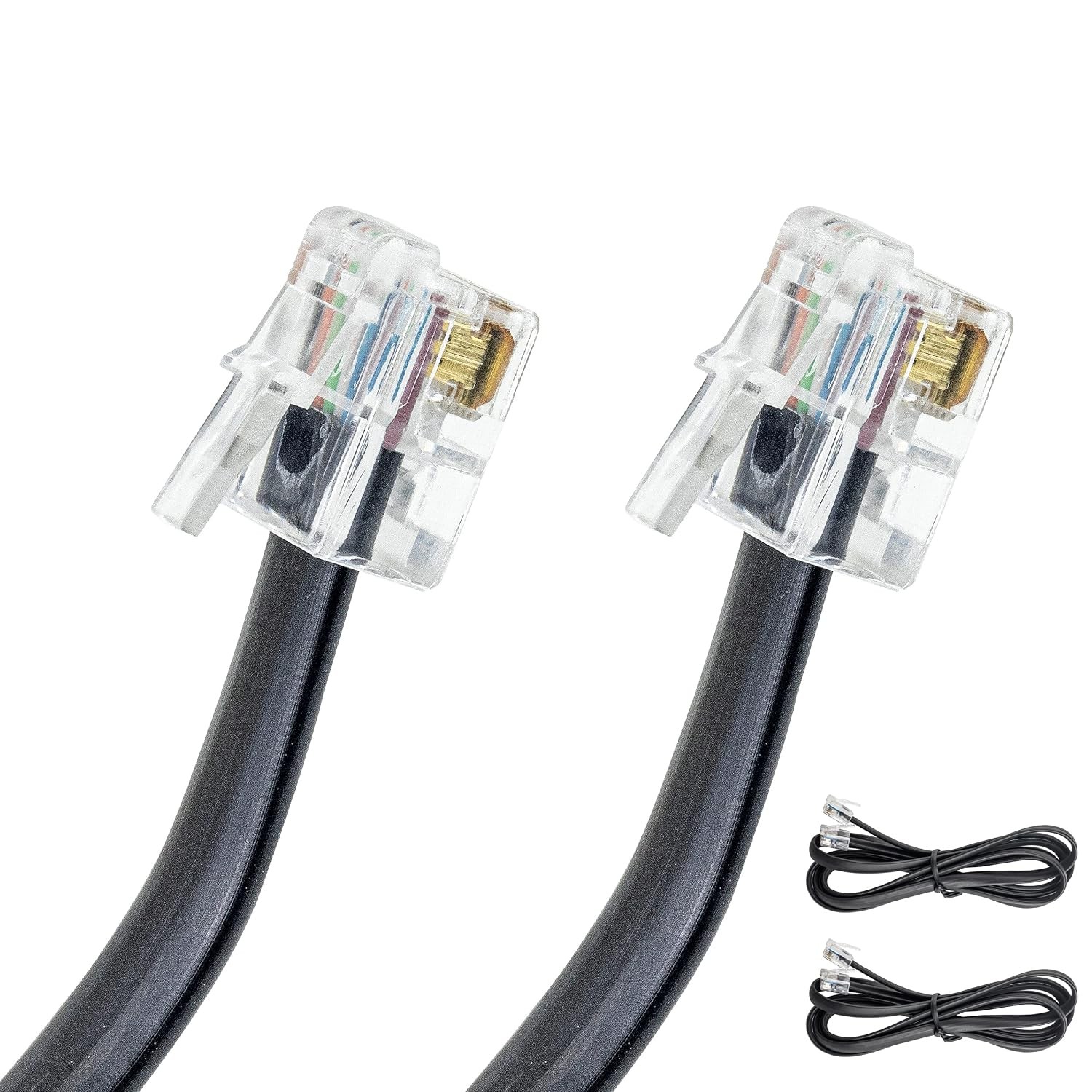 Volcora 2 Pack 5 Feet RJ11 RJ12 Data Cable Heavy Duty