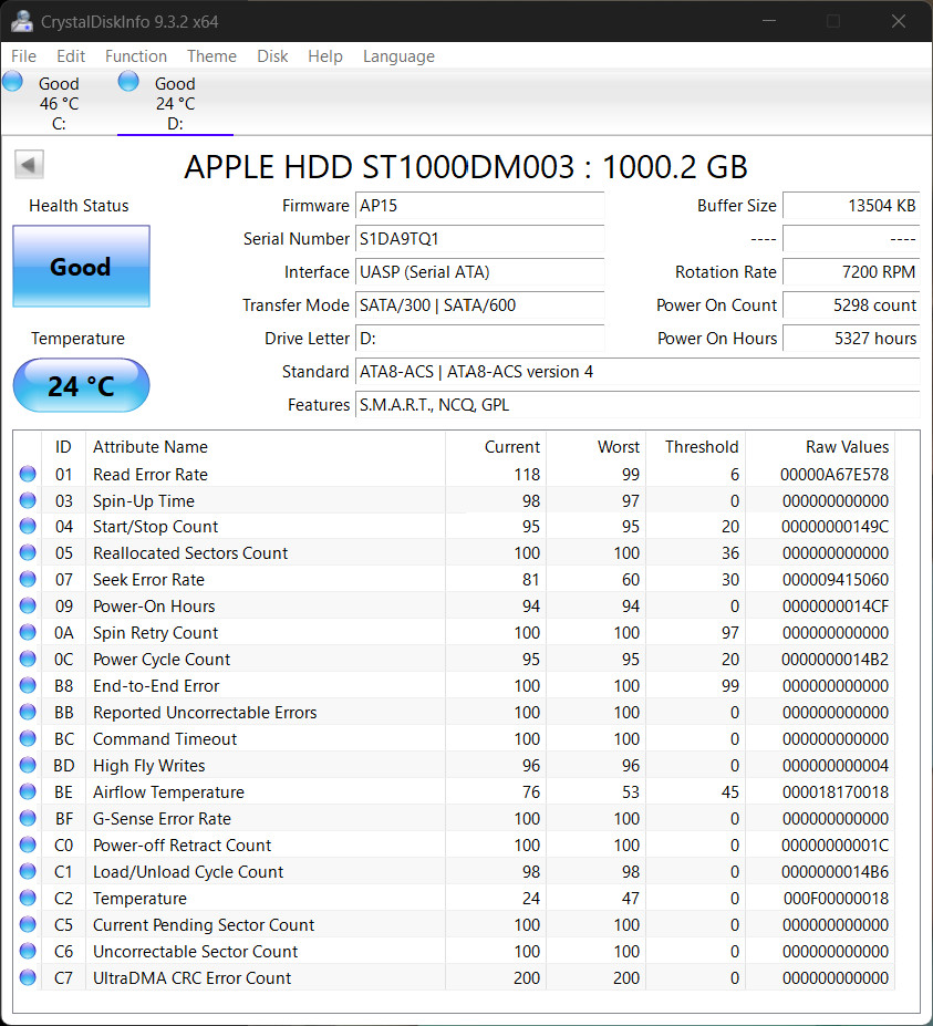 Apple HDD Seagate Barracuda Model ST1000DM003 1TB Internal Hard Drive Cache 64MB