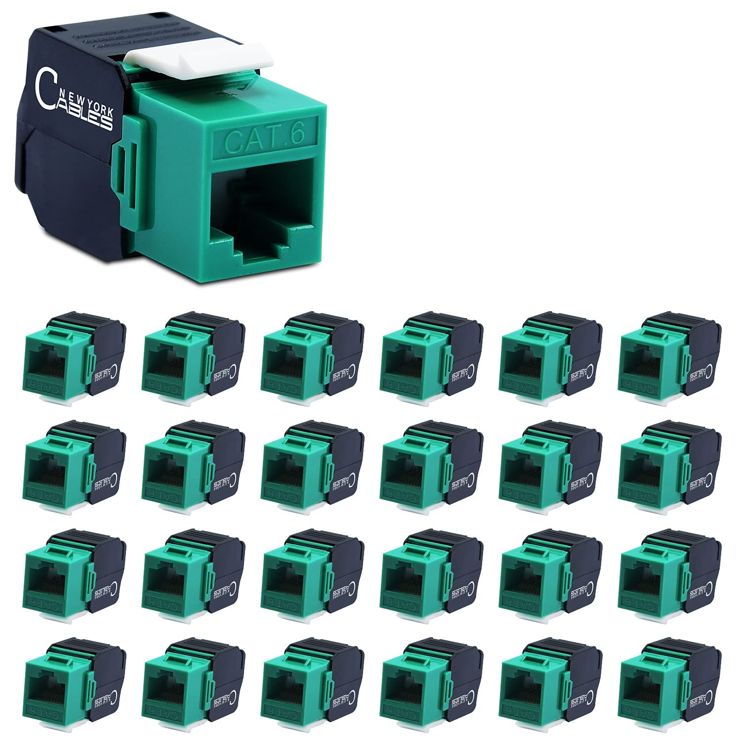 RJ45 Vertical Keystone Jack - 180 Degree UTP Toolless Ethernet Adapter 25 Pack